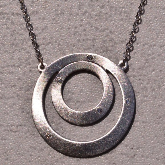 Mid Century Celestial Necklace in White Gold with Natural Diamonds